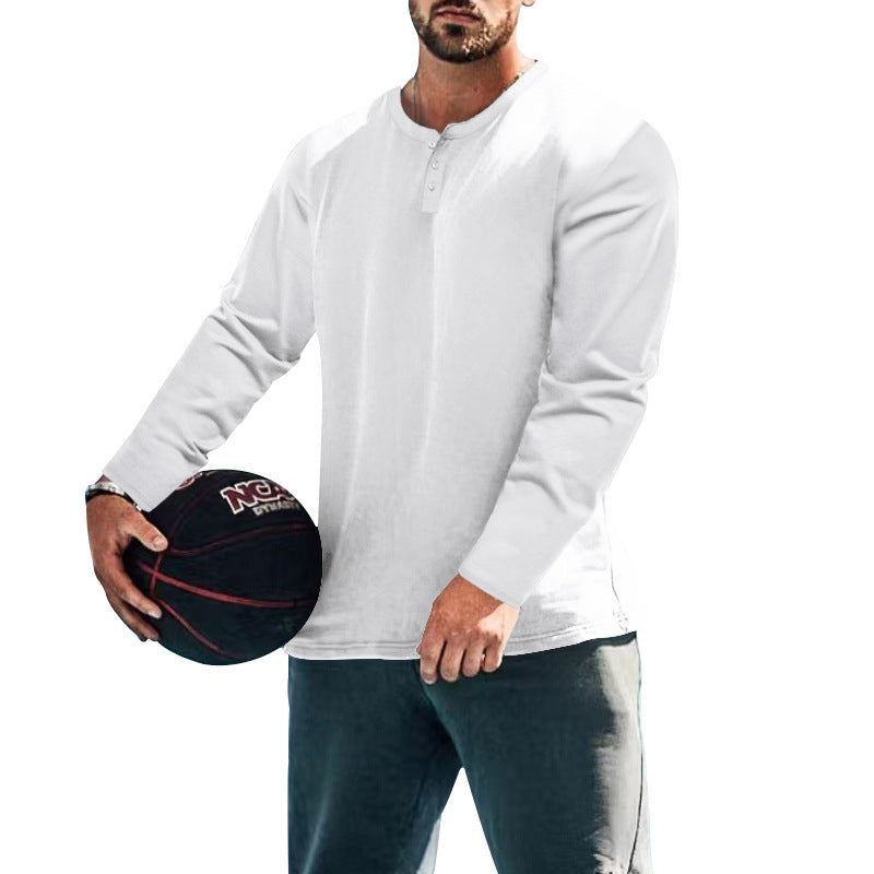 Men's long-sleeve sports top with button placket and breathable properties Lisslune