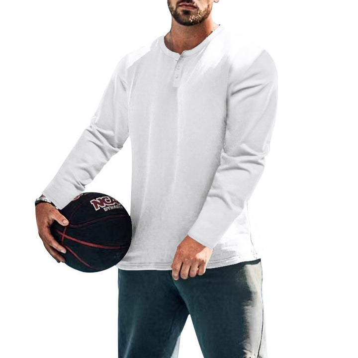 Men's long-sleeve sports top with button placket and breathable properties Lisslune