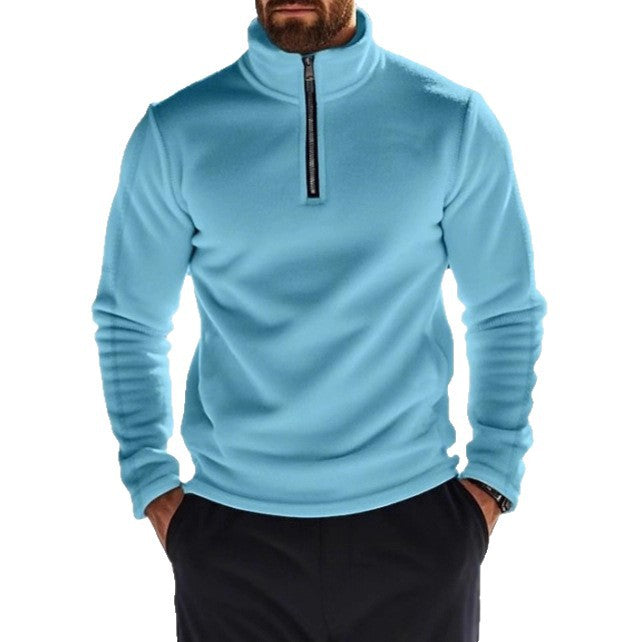 Men's fleece pullover with stand-up collar and half zipper Lisslune