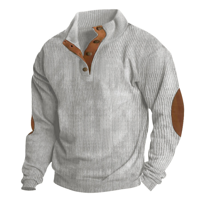 Men's Fashionable Sweater with Stand-Up Collar and Contrast Accents Lisslune