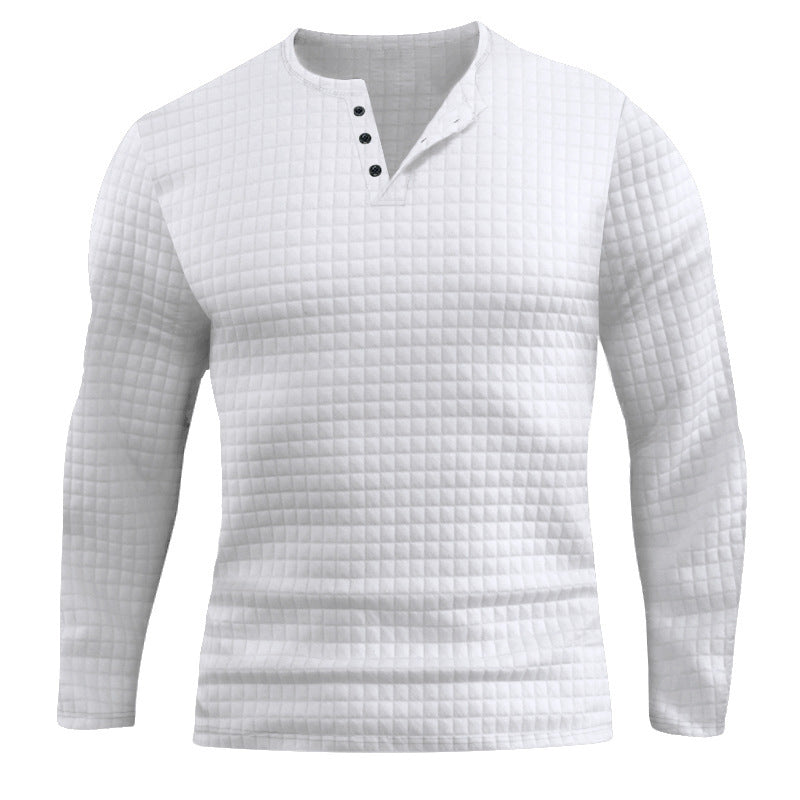 Men's Long Sleeve Shirt with Textured Design and Fashionable Button Closure Lisslune