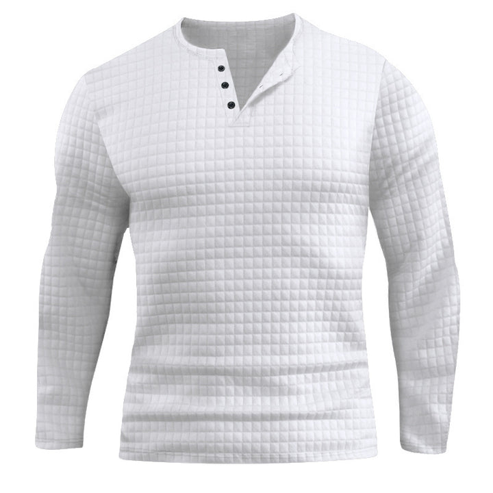 Men's Long Sleeve Shirt with Textured Design and Fashionable Button Closure Lisslune