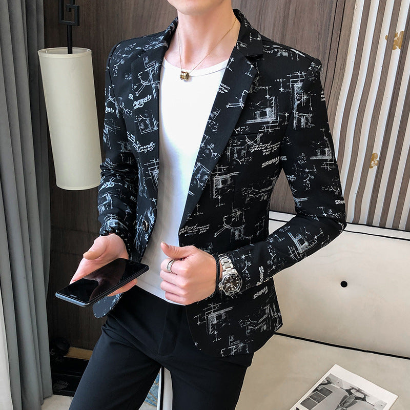 Men's elegant designer blazer with modern print Lisslune