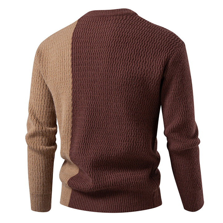 Men's chunky knit sweater with asymmetric pattern and decorative detail Lisslune