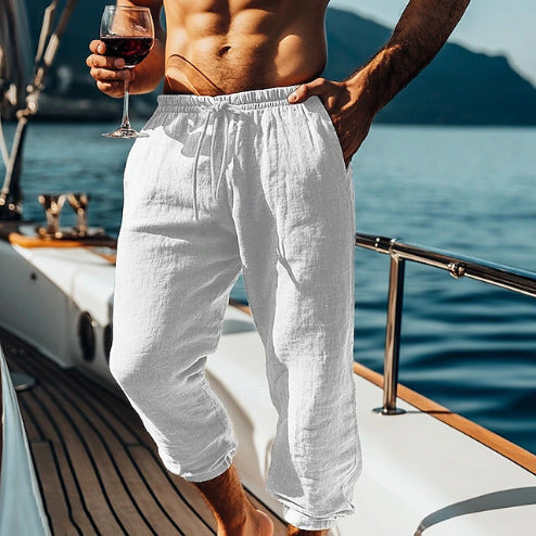 Men's casual leisure pants with elastic waistband and practical side pockets Lisslune