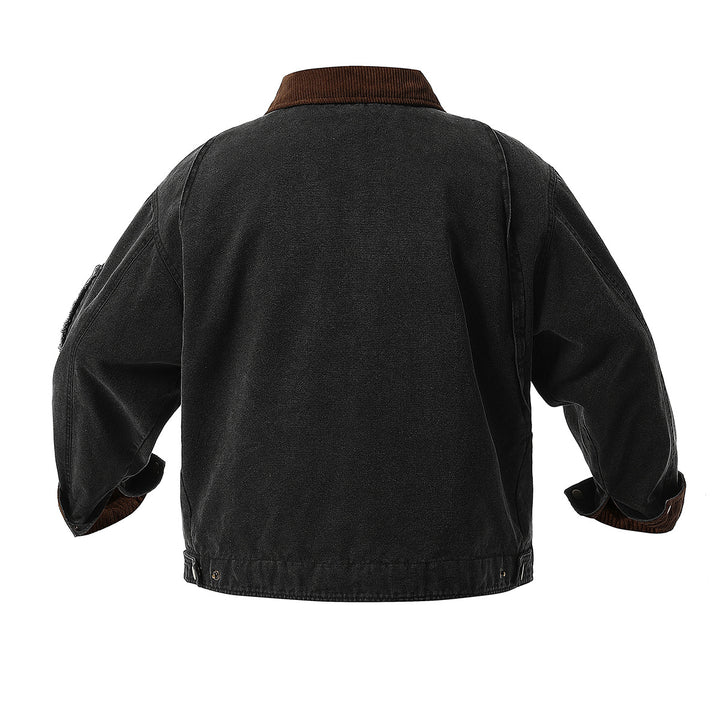 Men's urban transitional jacket with textured stand-up collar and numerous practical pockets Lisslune