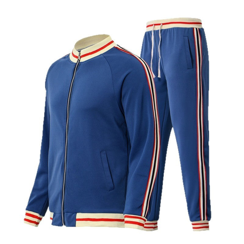 Men's sporty leisure suit set with contrasting stripes Lisslune