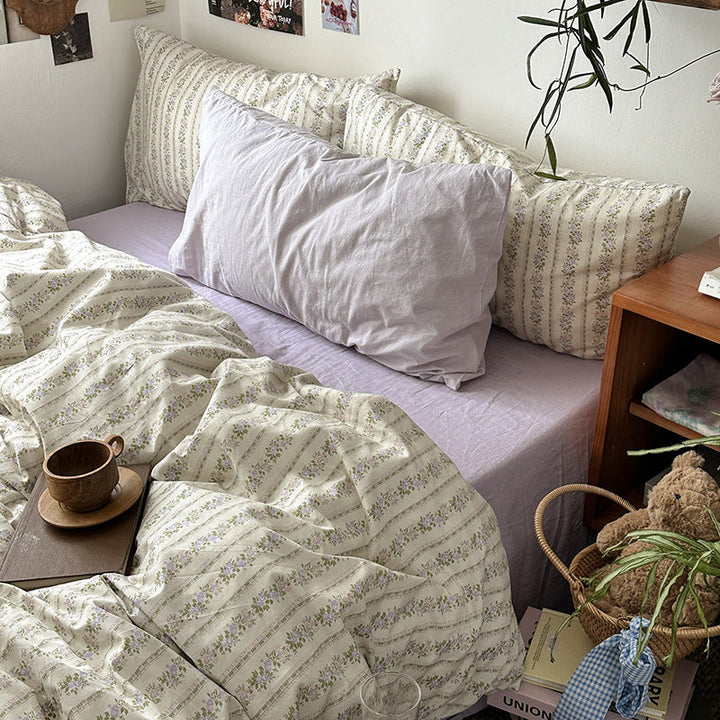 Rynx | Autumn Bedroom Aesthetic INS Vintage Floral Cotton Bedding Four-Piece Bed Sheet Bedspread Bedspread Cover Duvet Cover Three-Piece Set
