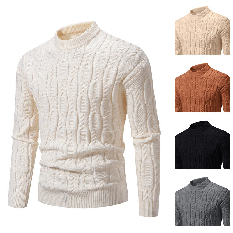 Men's fashionable turtleneck sweater with textured cable pattern Lisslune