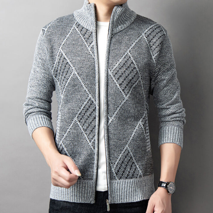 Men's cardigan with modern zipper and graphic pattern Lisslune