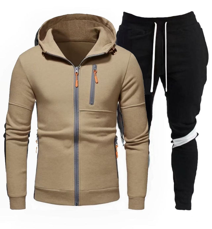 Men's sporty hooded jacket with practical zipper and jogger pants Lisslune
