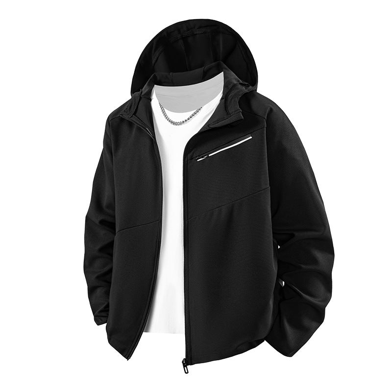 Men's Sporty Softshell Jacket with Breathable Lining and Adjustable Hood Lisslune