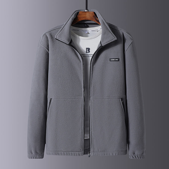 Men's fleece jacket with high collar and practical pockets Lisslune