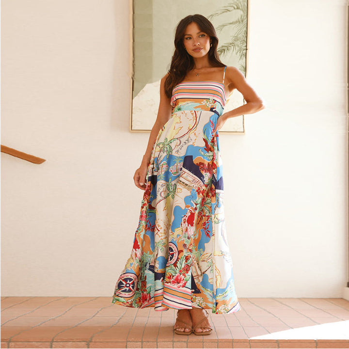 Ladies airy maxi dress with playful pattern and practical pockets Lisslune