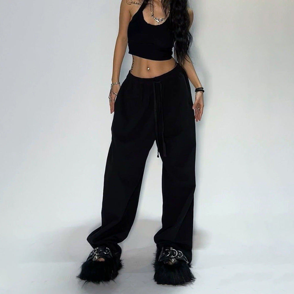 Women's comfortable leisure pants with elastic waistband and wide fit Lisslune