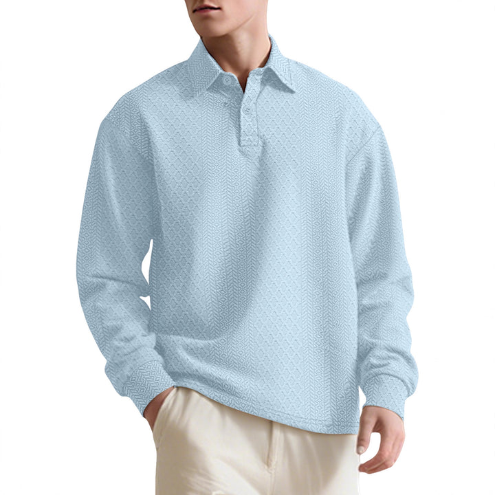 Men's fashionable long-sleeve shirt with textured surface and elegant button placket Lisslune