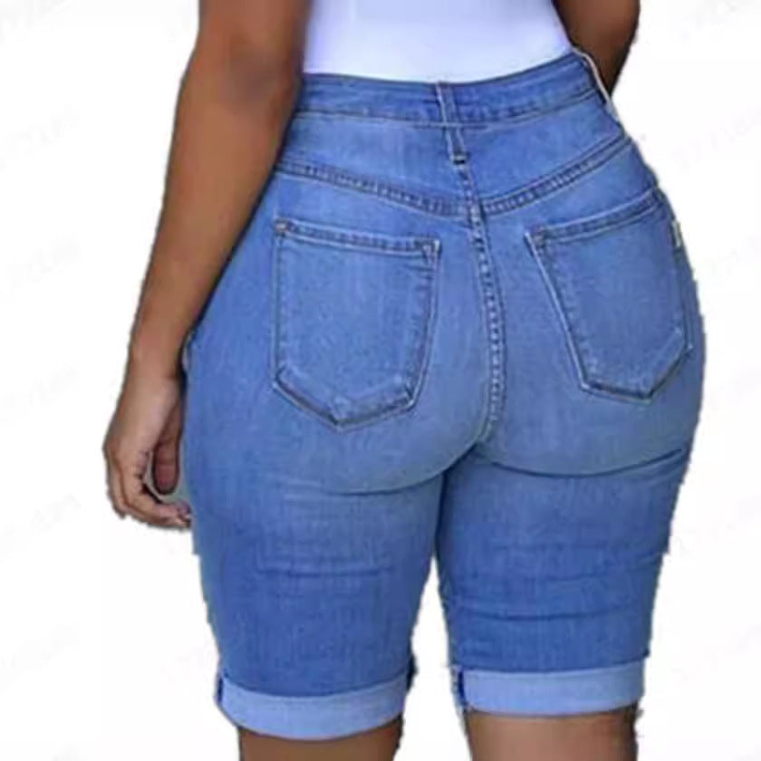 Women's destroyed denim pants with a casual cut and trendy ripped details Lisslune
