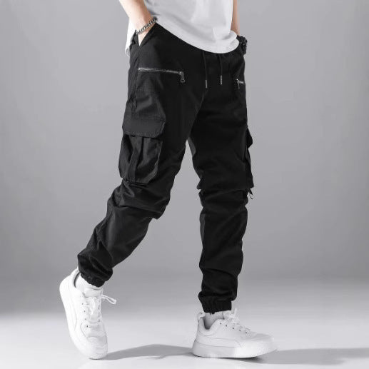 Men's cargo joggers with elastic waistband and practical zip pockets Lisslune