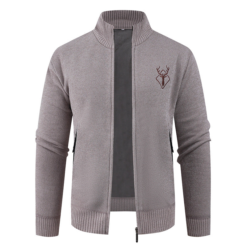 Men's cardigan with high collar and practical zip pockets Lisslune