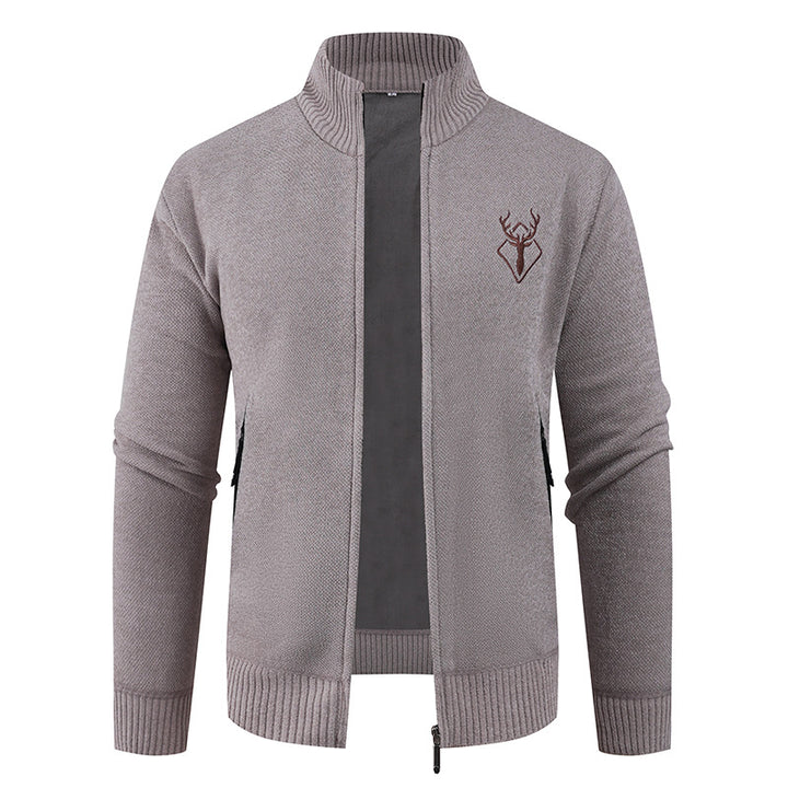 Men's cardigan with high collar and practical zip pockets Lisslune