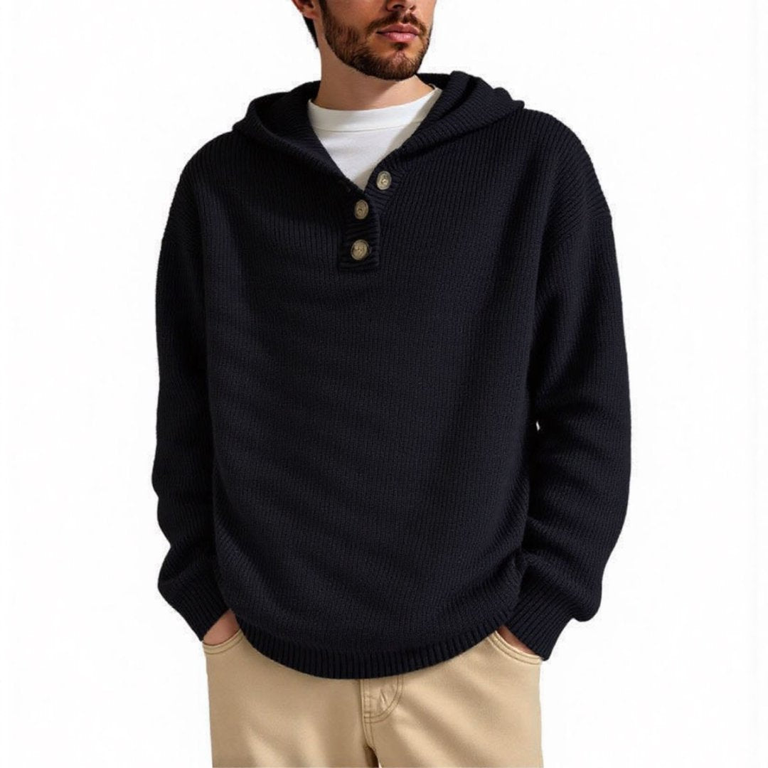 Men's hooded sweater with textured cable pattern Lisslune