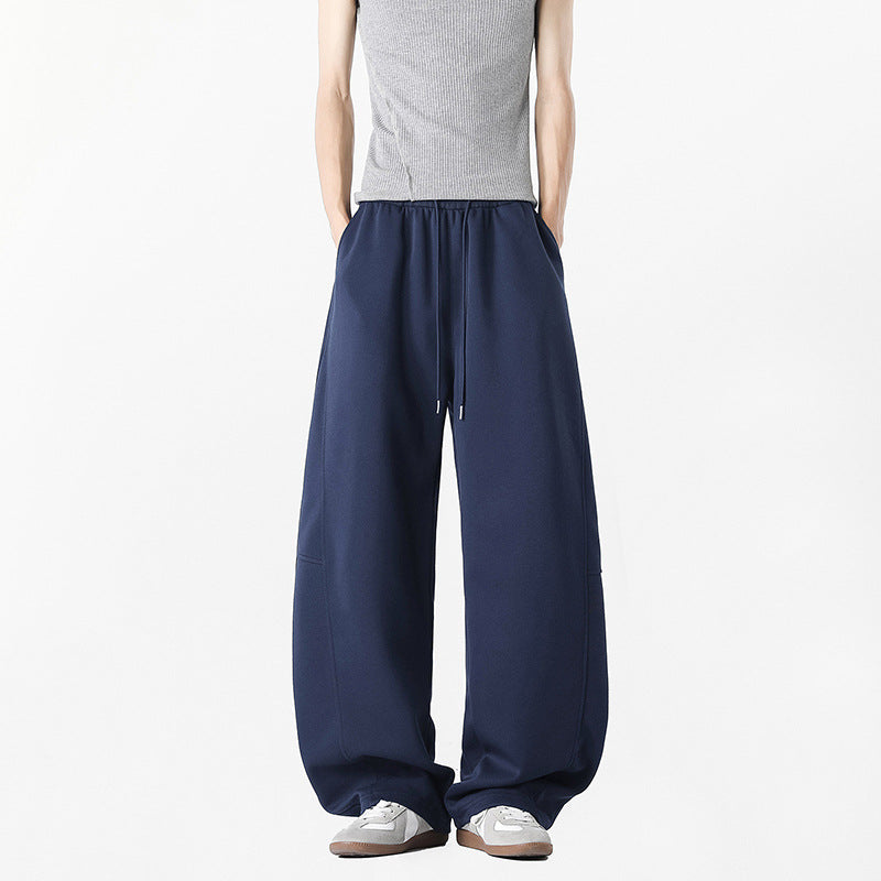 Men's casual, wide-cut leisure pants with elastic waistband and practical side pockets Lisslune