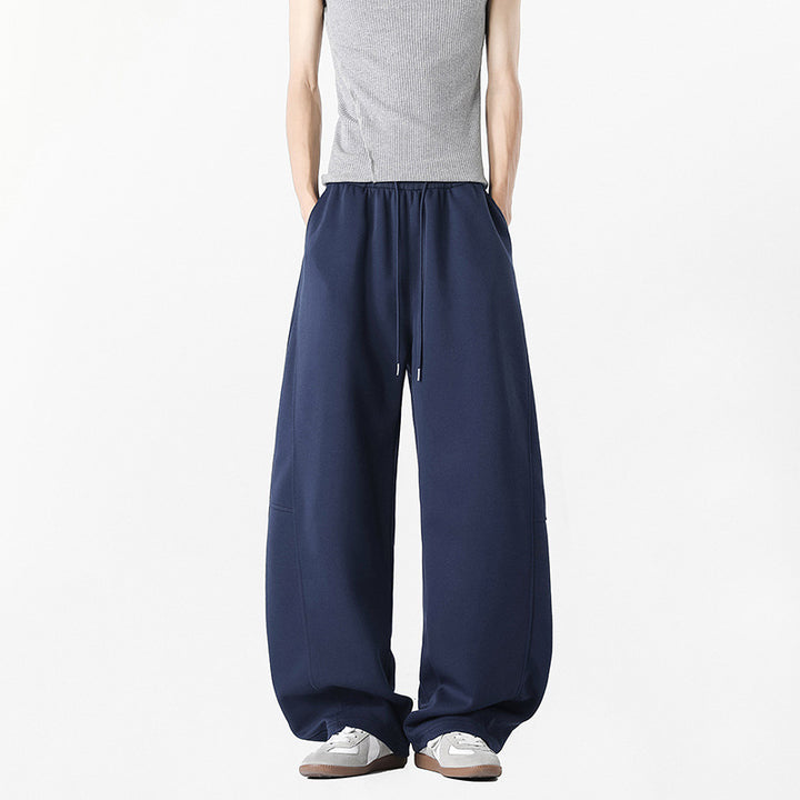 Men's casual, wide-cut leisure pants with elastic waistband and practical side pockets Lisslune