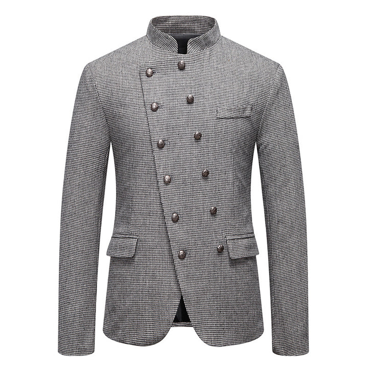 Men's double-breasted blazer with modern check pattern Lisslune