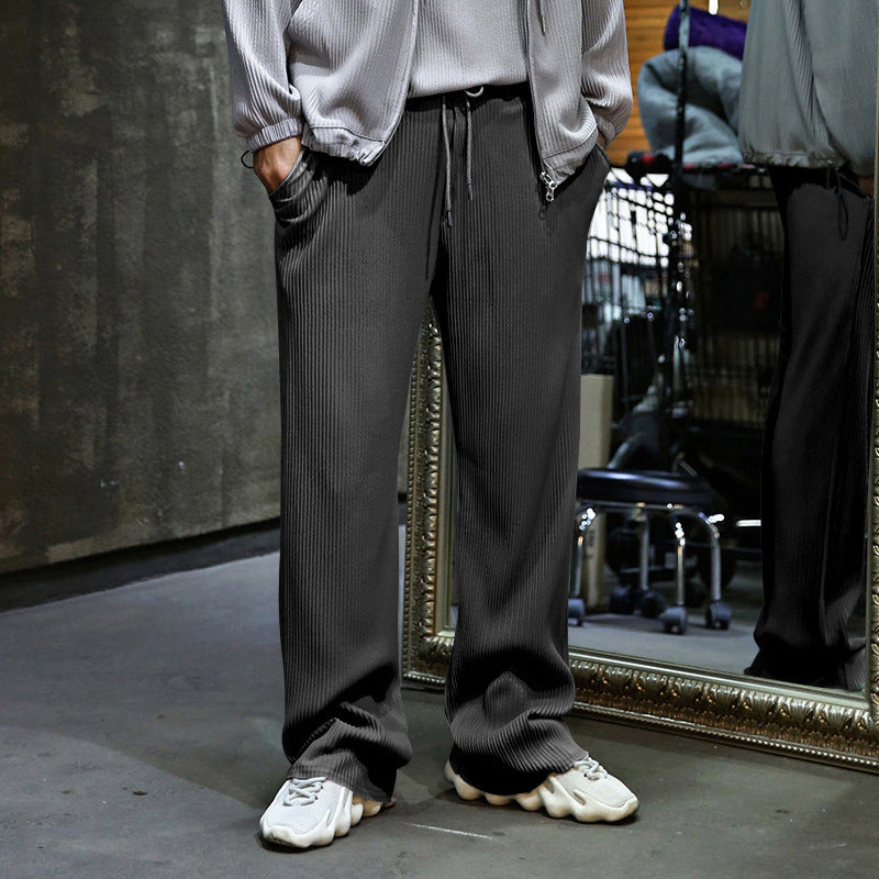 Men's sporty ribbed training pants with adjustable waistband and side pockets Lisslune