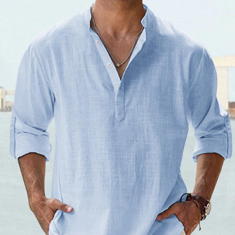 Men's half-sleeve shirt with Henley neckline and casual fit Lisslune