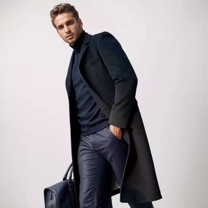 Men's elegant coat with textured fabric and modern accents Lisslune