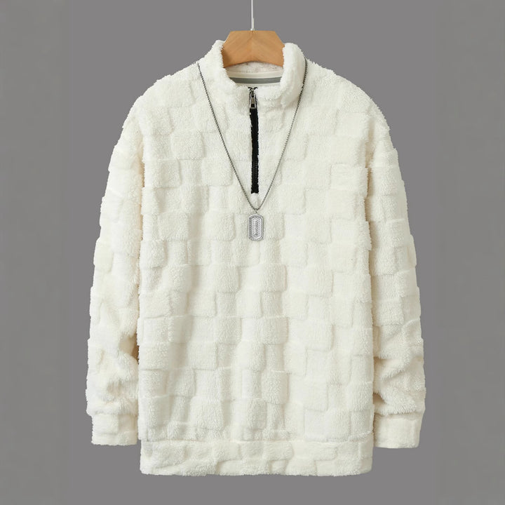 Men's fleece pullover with textured surface and high collar Lisslune