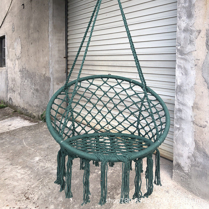 Rynx | small bedroom ideas INS Nordic Style Net Red hanging baskets Outdoor cotton rope hanging chair balcony cradle chair Indoor B &amp; B tassel swing