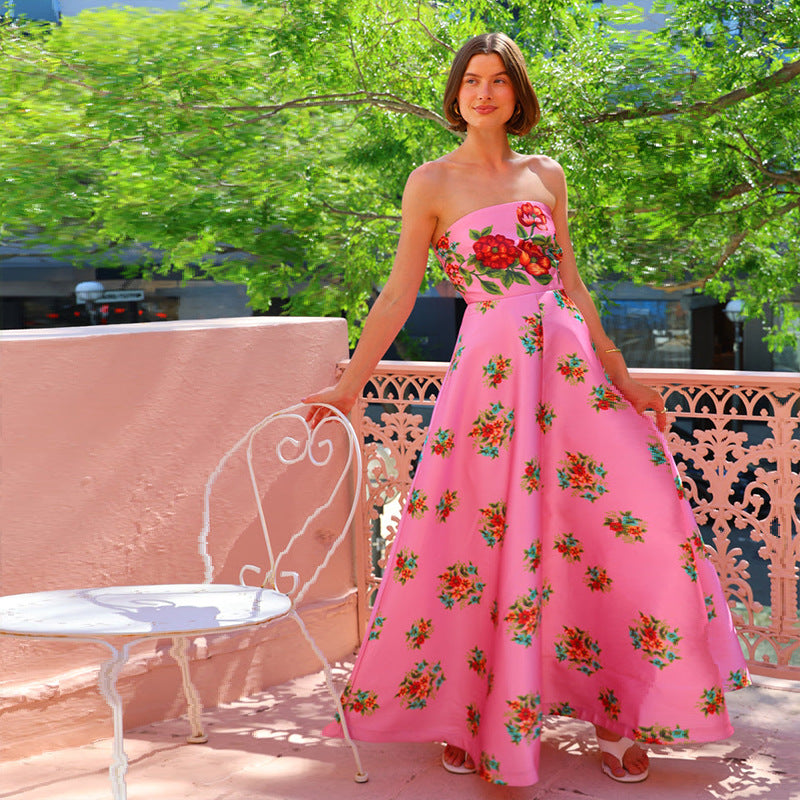 Ladies ball gown with floral top and flowing skirt Lisslune
