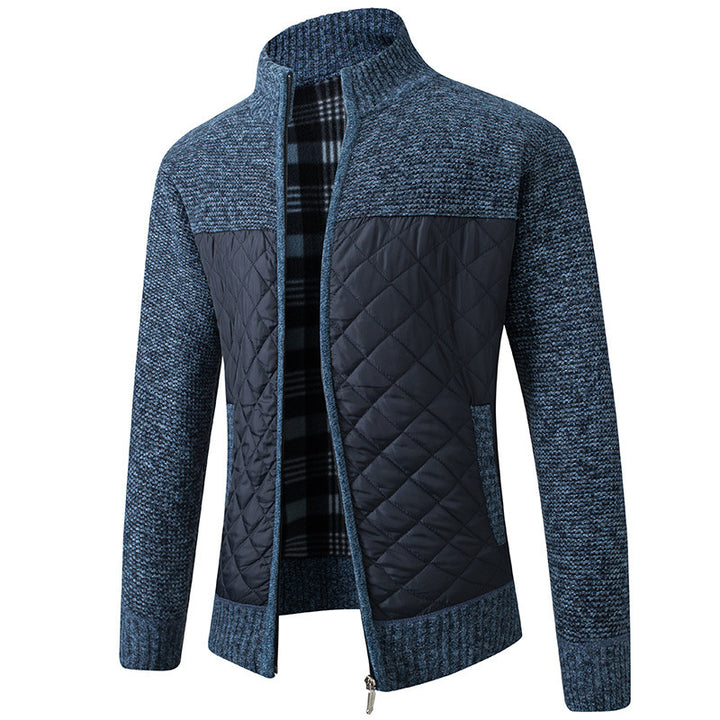 Men's quilted jacket with knit details and high collar Lisslune