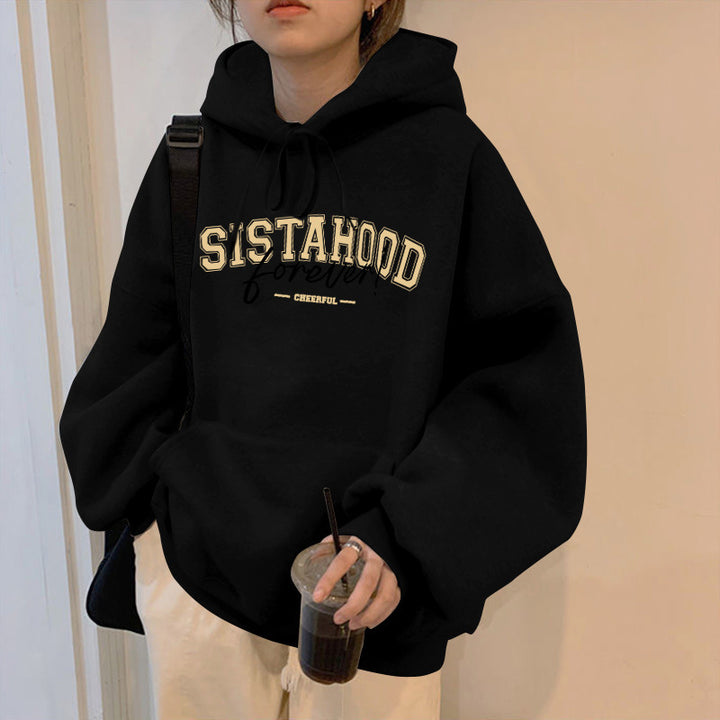 Women's hoodie with creative lettering and casual oversized fit