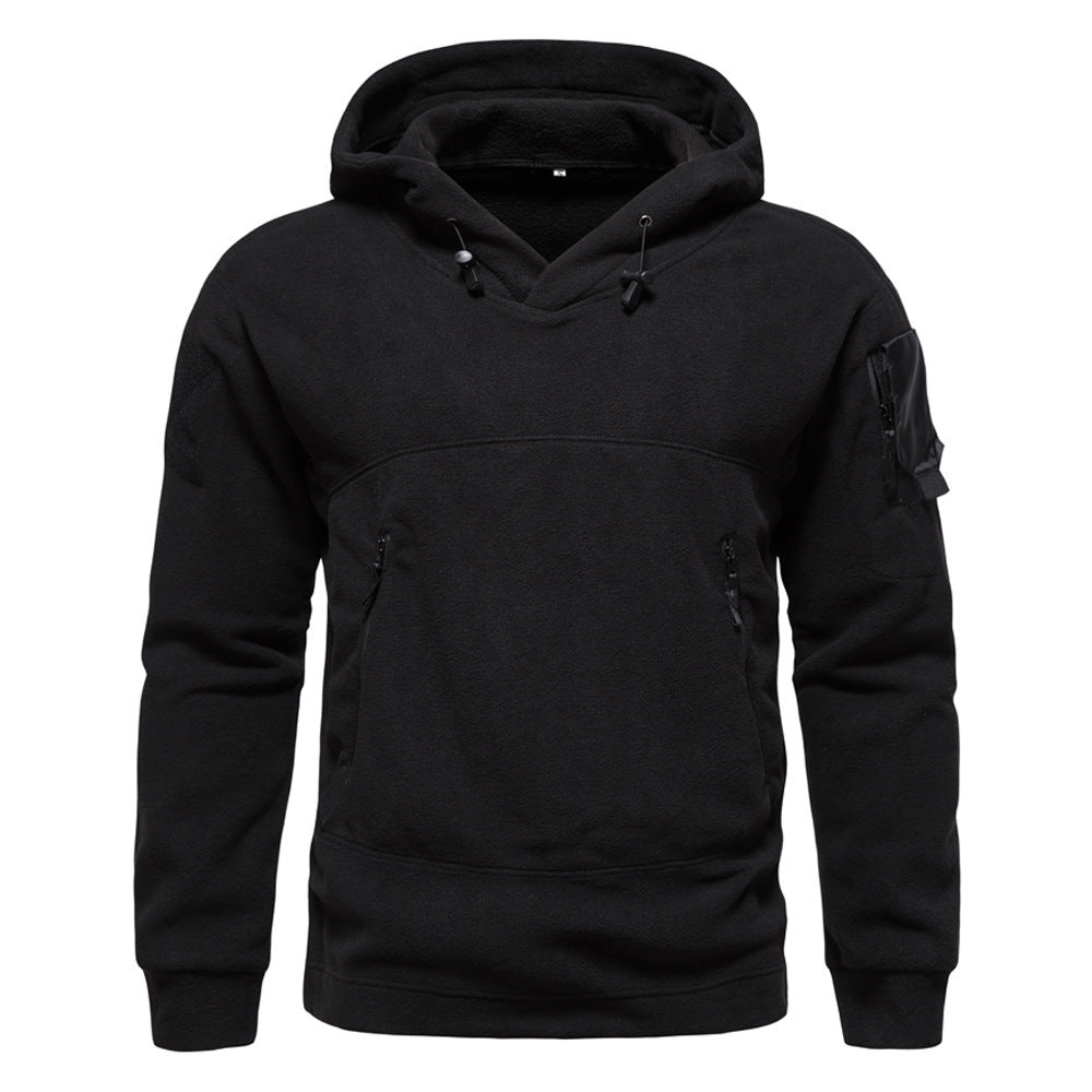 Men's modern fleece hoodie with strategically placed zip pockets Lisslune