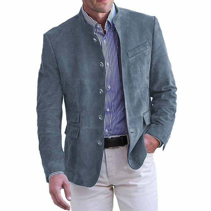Men's elegant suede jacket with modern accents Lisslune