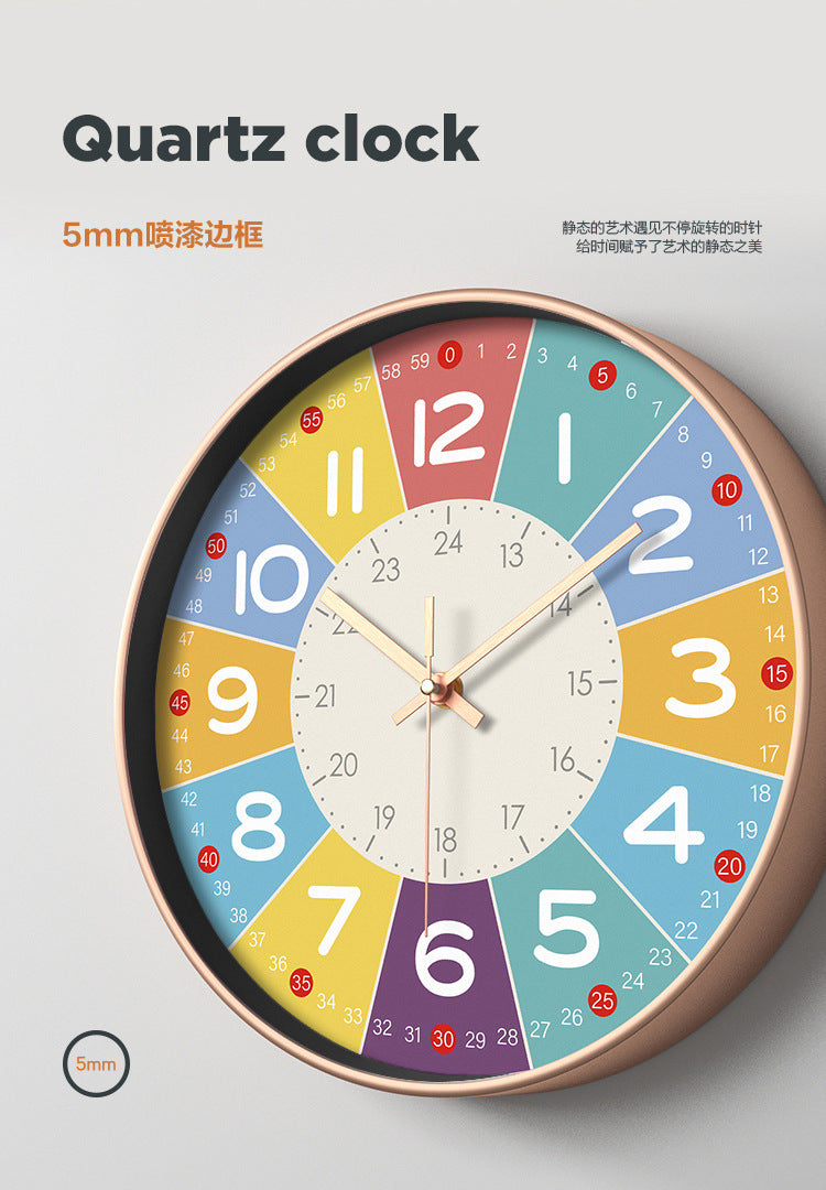 Lisslune | Color Time Silent Children's Clock – Soundless Wall Clock with Educational Design