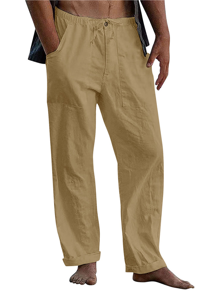 Men's Loose Linen Pants with Elastic Waistband and Versatile Pockets Lisslune