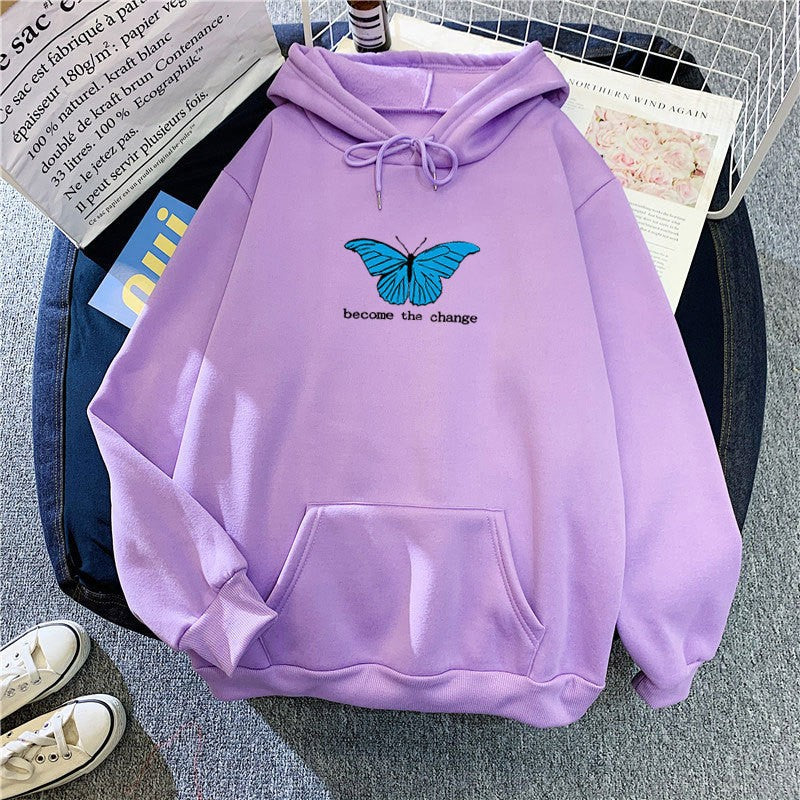 Women's hoodie with short cut and unique butterfly motif Lisslune