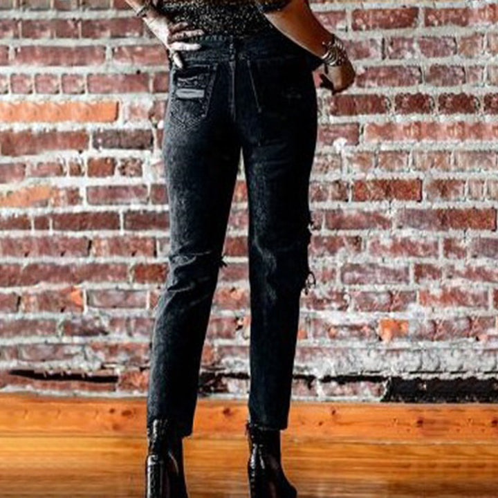 Women's Destroyed Jeans with High Waist and Casual Fit Lisslune