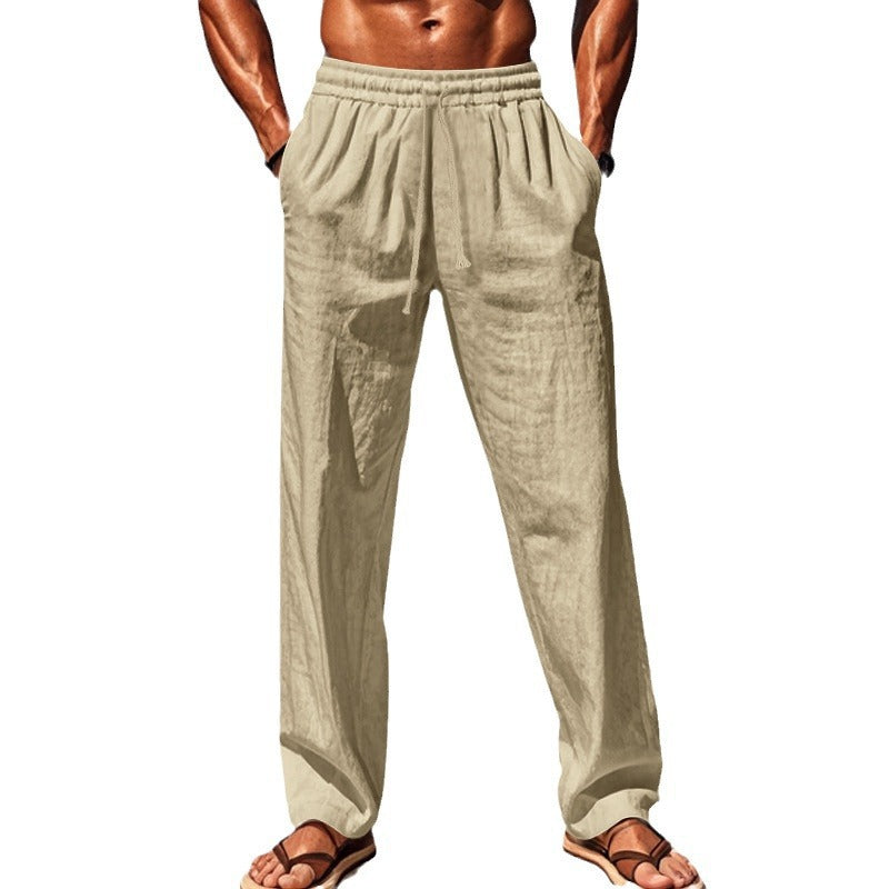Men's casual cargo pants made of lightweight, breathable material with an elastic waistband and wide legs Lisslune