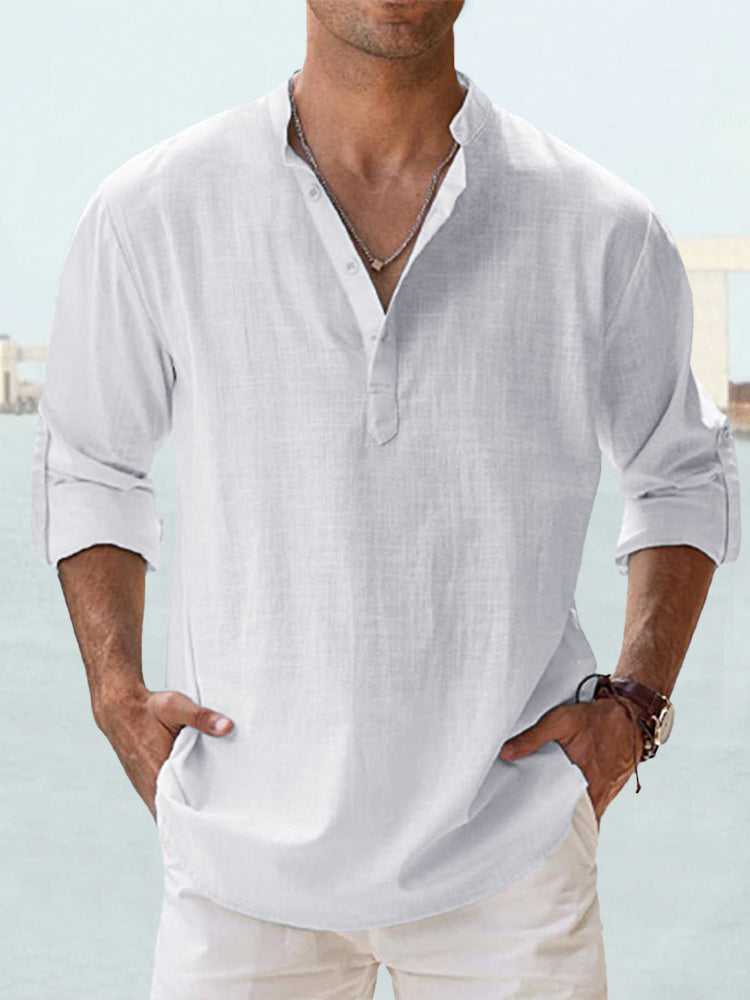 Men's half-sleeve shirt with Henley neckline and casual fit Lisslune
