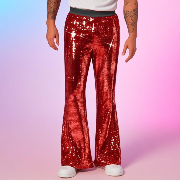 Men's shimmering sequin trousers in extravagant disco style Lisslune