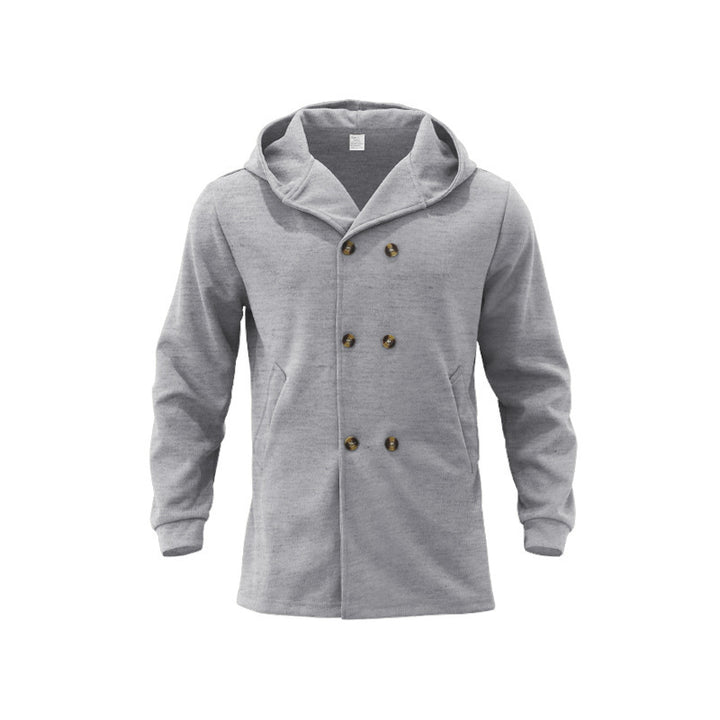 Men's elegant double-breasted coat with hood and practical pockets Lisslune