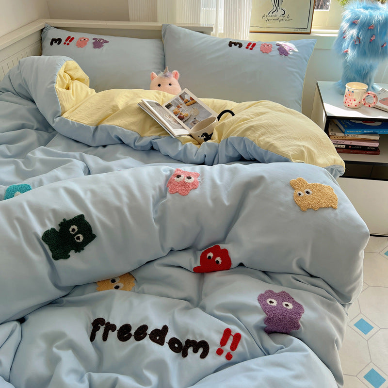 Rynx | New Style Fresh Towel Embroidery Set Skin-friendly Washed Cotton Cute Cartoon Four-piece Set Girl Heart Kit