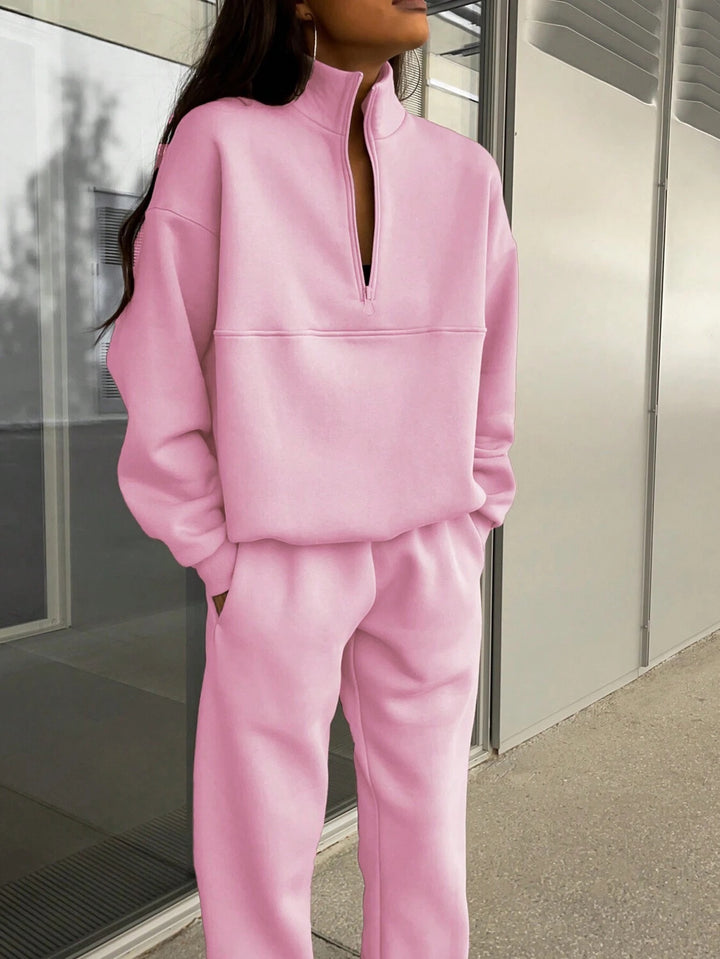 Women's sweatshirt and jogging pants set with modern stand-up collar Lisslune