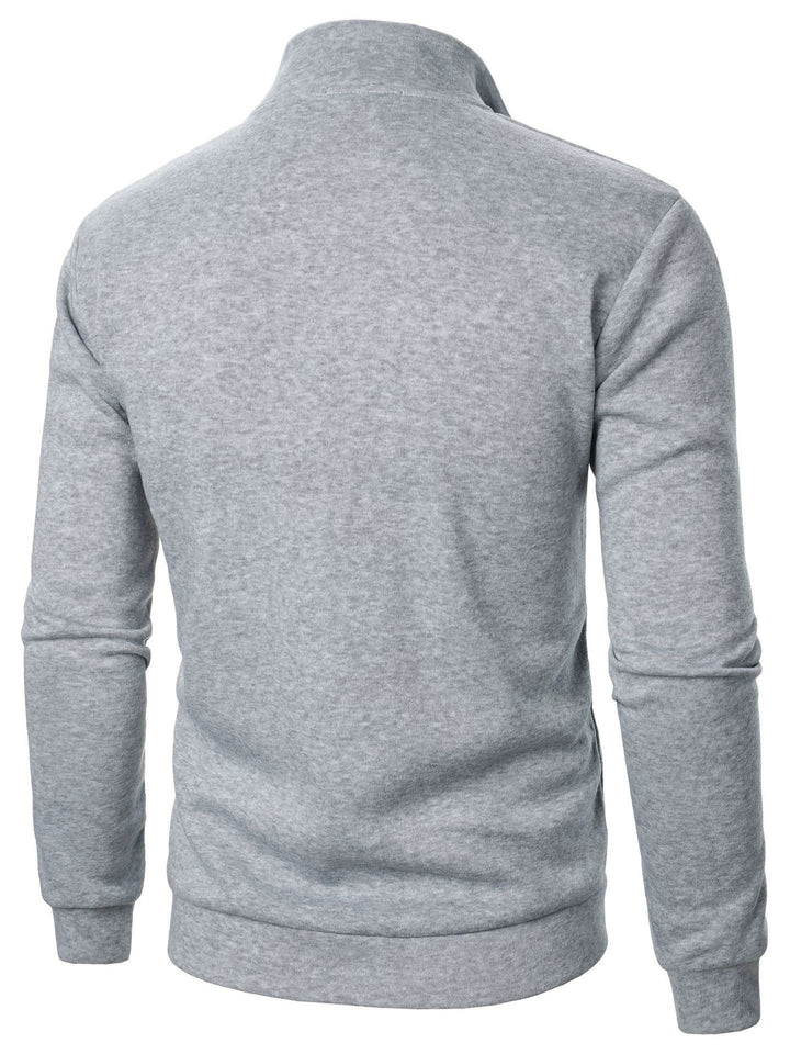 Men's fleece pullover with practical stand-up collar and zipper Lisslune