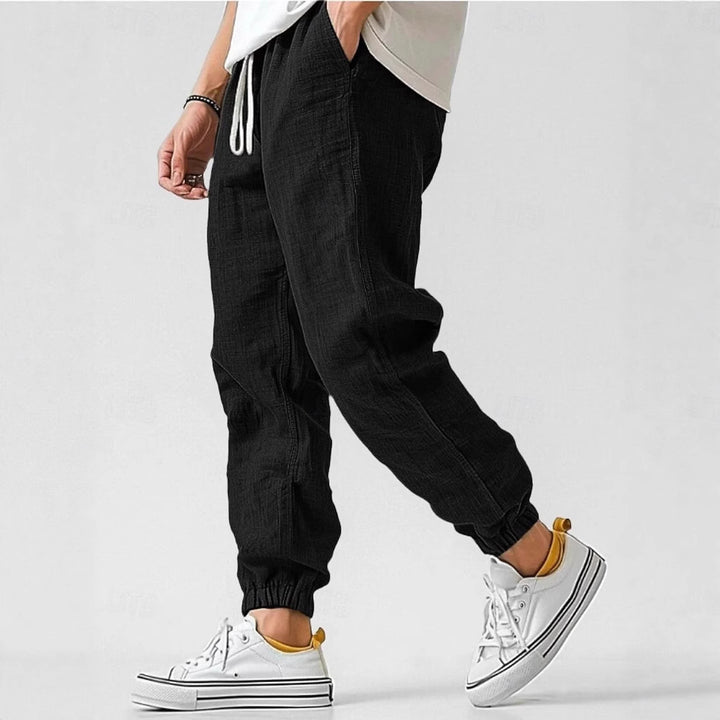 Men's Comfortable Linen Pants with Elastic Waistband and Side Pockets Lisslune